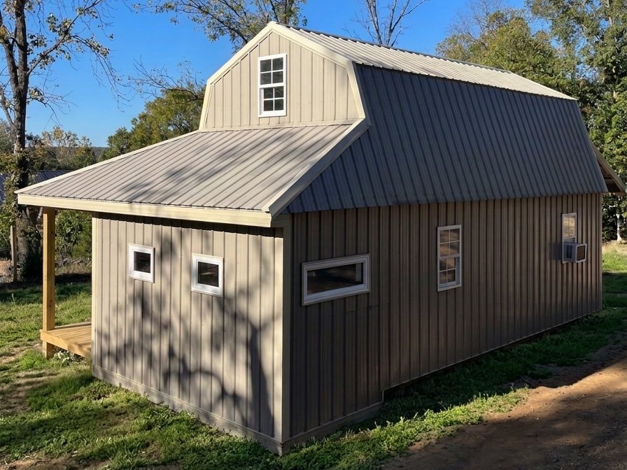 Bathroom addition and porch built onto a shed